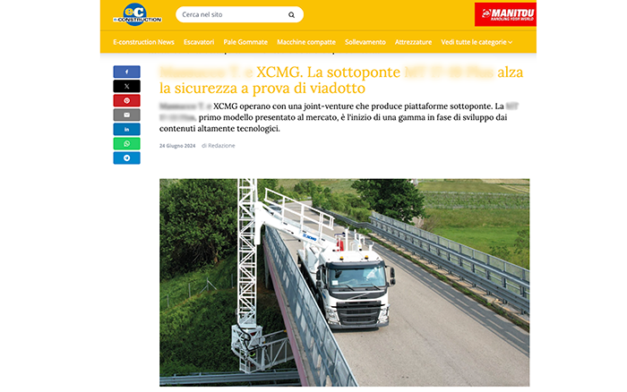 欧洲媒体e-CONSTRUCTION点赞恒峰g22桥梁检测车